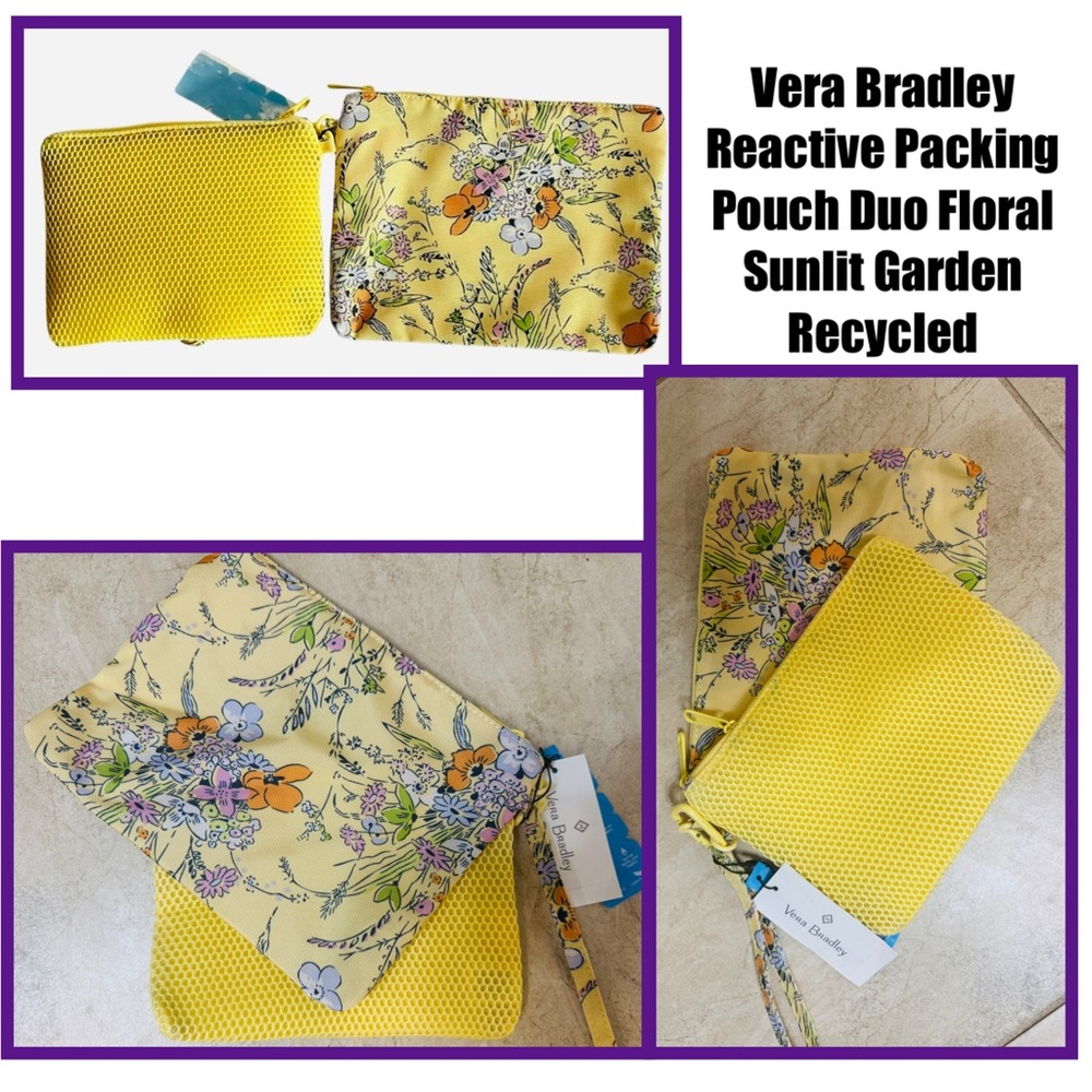 Vera Bradley Reactive Packing Pouch Duo Floral Sunlit Garden Recycled